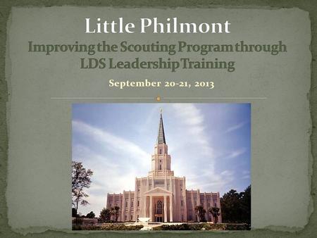 September 20-21, 2013. “A slow erosion of spirituality is occurring. We must build faith and testimony in the Lord Jesus Christ. The purpose of our.