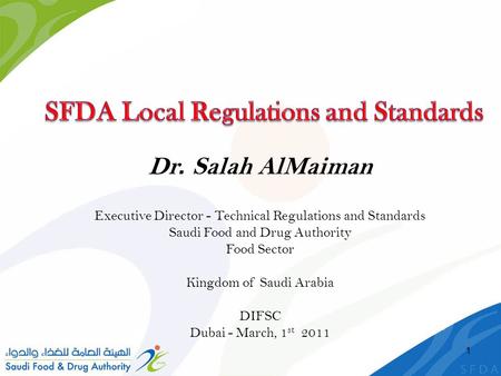 SFDA Local Regulations and Standards