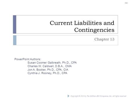 Current Liabilities and Contingencies