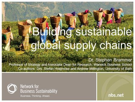 Building sustainable global supply chains Dr. Stephen Brammer Professor of Strategy and Associate Dean for Research, Warwick Business School Co-authors: