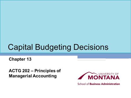 Capital Budgeting Decisions