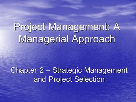 Project Management: A Managerial Approach