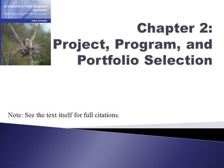 Chapter 2: Project, Program, and Portfolio Selection