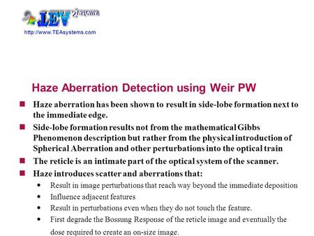 Haze Aberration Detection using Weir PW