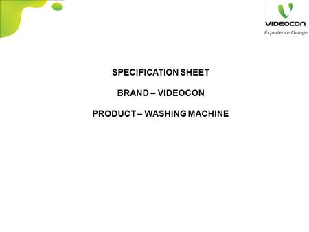 PRODUCT – WASHING MACHINE