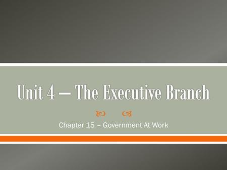 Unit 4 – The Executive Branch