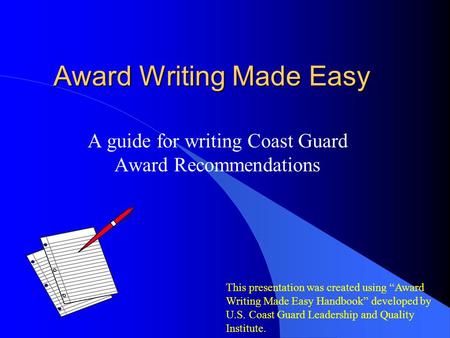 Award Writing Made Easy