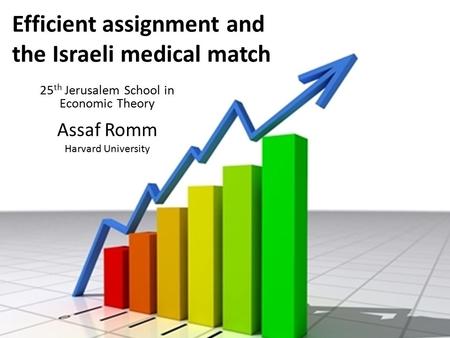 Efficient assignment and the Israeli medical match 25 th Jerusalem School in Economic Theory Assaf Romm Harvard University.