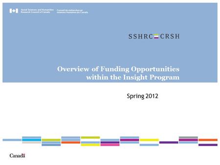 Social Sciences and Humanities Research Council of Canada Conseil de recherches en sciences humaines du Canada Overview of Funding Opportunities within.