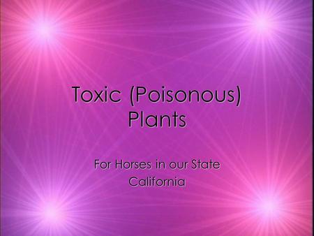 Toxic (Poisonous) Plants