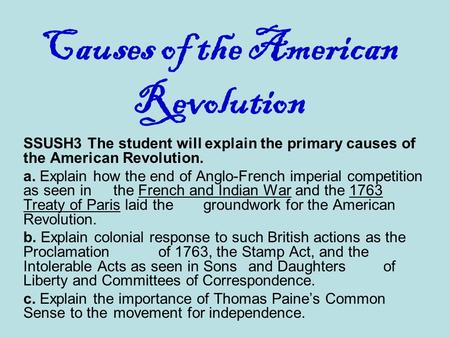 Causes of the American Revolution