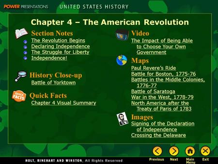 Chapter 4 – The American Revolution