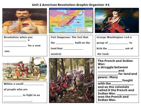 Unit 2 American Revolution: Graphic Organizer #1