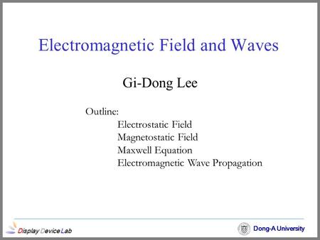 Electromagnetic Field and Waves