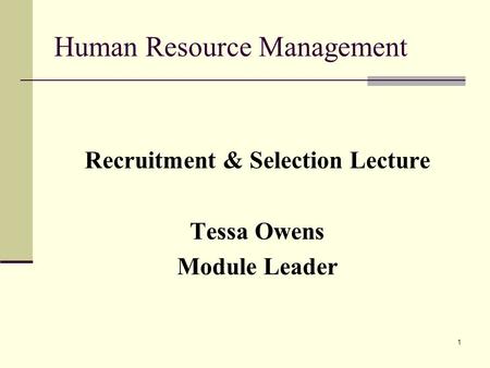 Human Resource Management