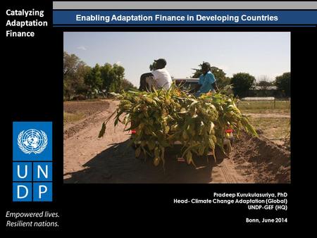 Enabling Adaptation Finance in Developing Countries Catalyzing Adaptation Finance Pradeep Kurukulasuriya, PhD Head- Climate Change Adaptation (Global)