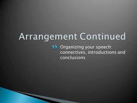 Organizing your speech: connectives, introductions and conclusions.