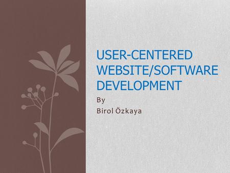 By Birol Özkaya USER-CENTERED WEBSITE/SOFTWARE DEVELOPMENT.