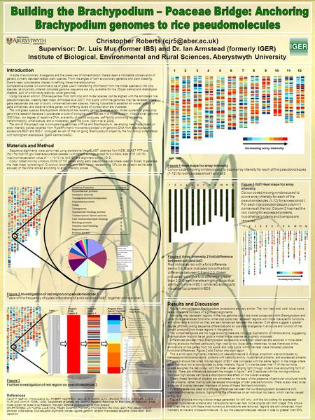 Christopher Roberts Supervisor: Dr. Luis Mur (former IBS) and Dr. Ian Armstead (formerly IGER) Institute of Biological, Environmental.