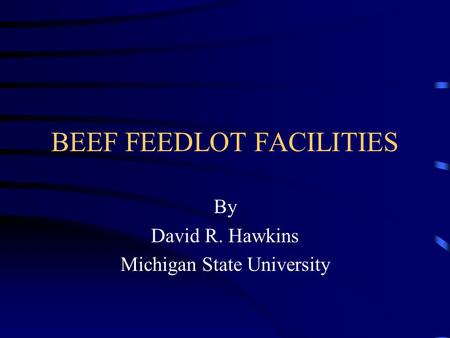 BEEF FEEDLOT FACILITIES