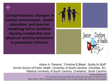 + Allison A. Parsons 1, Christine E Blake 1, Scotty M. Buff 2 1 Arnold School of Public Health, University of South Carolina, Columbia, SC, 2 Medical University.