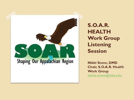 S.O.A.R. HEALTH Work Group Listening Session Nikki Stone, DMD Chair, S.O.A.R. Health Work Group