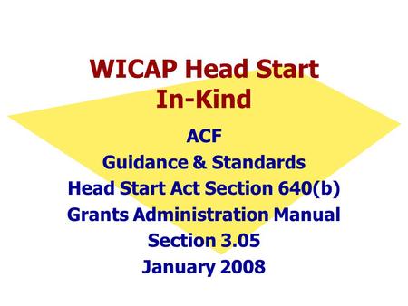 WICAP Head Start In-Kind