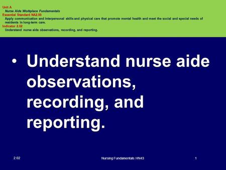 Nursing Fundamentals HN43