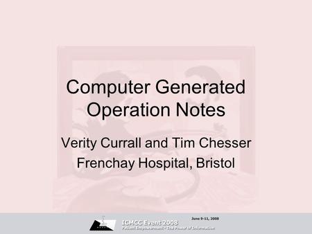 Computer Generated Operation Notes