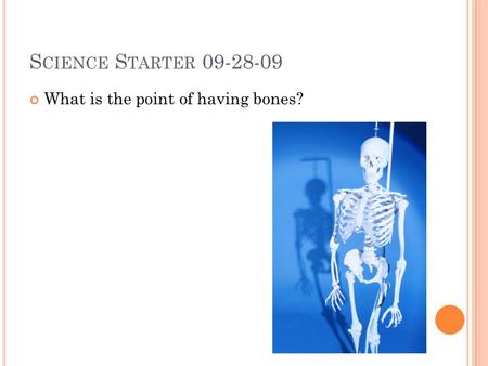 S CIENCE S TARTER 09-28-09 What is the point of having bones?