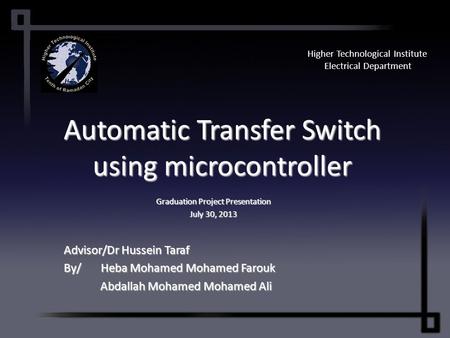 Automatic Transfer Switch using microcontroller