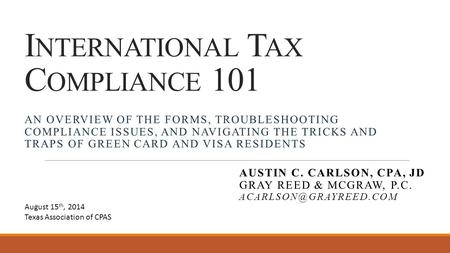 International Tax Compliance 101