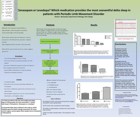 Clonazepam or Levodopa? Which medication provides the most uneventful delta sleep in patients with Periodic Limb Movement Disorder Daniel J. Waclawski,