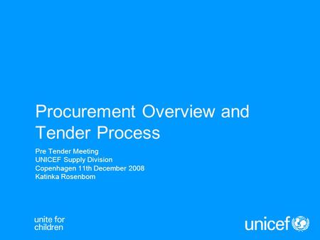 Procurement Overview and Tender Process