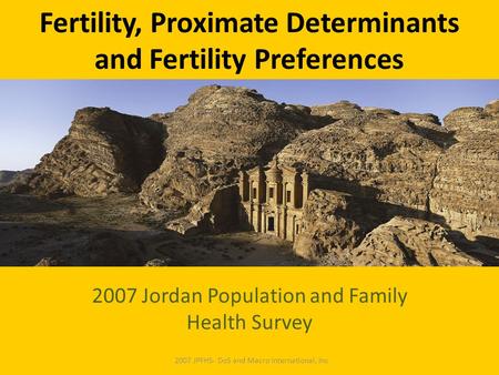 Fertility, Proximate Determinants and Fertility Preferences