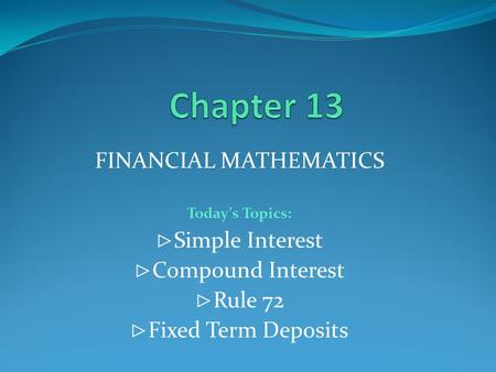 FINANCIAL MATHEMATICS