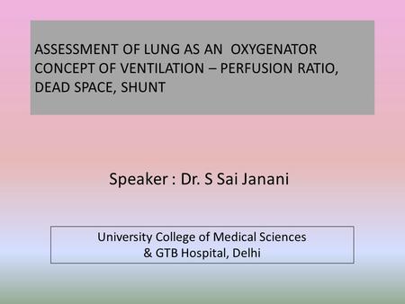 Speaker : Dr. S Sai Janani