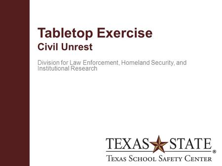 Tabletop Exercise Civil Unrest