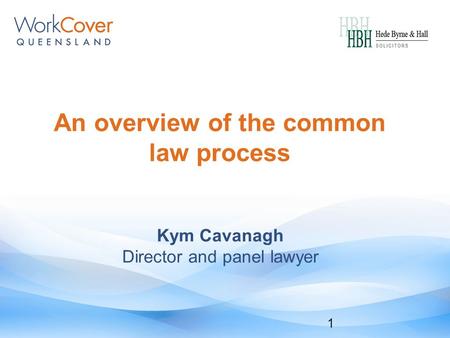 An overview of the common law process 1 Kym Cavanagh Director and panel lawyer.