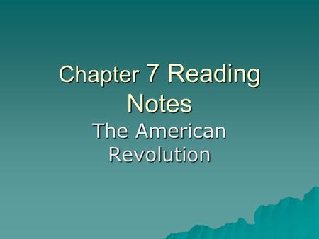 The American Revolution