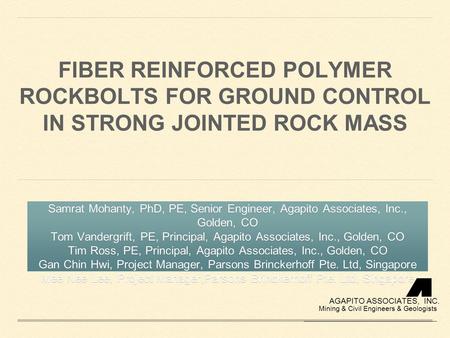 Samrat Mohanty, PhD, PE, Senior Engineer, Agapito Associates, Inc