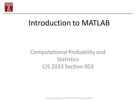 Introduction to MATLAB