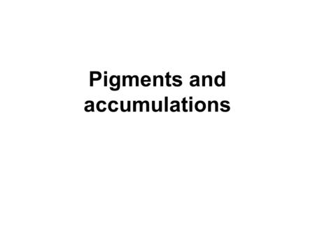 Pigments and accumulations. Necrosis v. Apoptosis Decreased ATP production Increased mitochondrial permeability Leakage of Ca++ Ca-activated hydrolases.