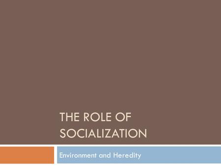 The Role of Socialization