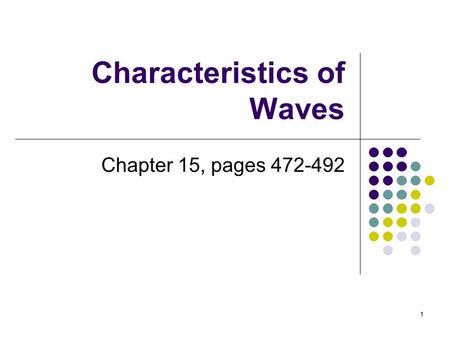 Characteristics of Waves