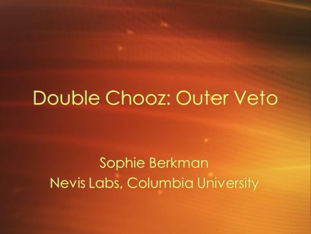 Double Chooz: Outer Veto