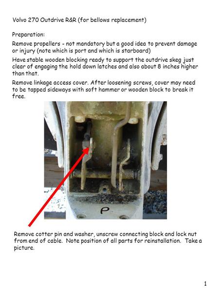 Volvo 270 Outdrive R&R (for bellows replacement)