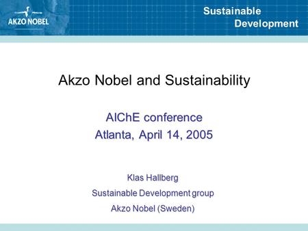 Akzo Nobel and Sustainability