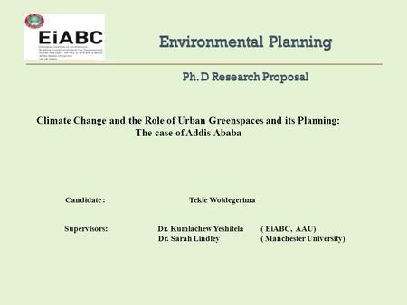 Environmental Planning Ph. D Research Proposal