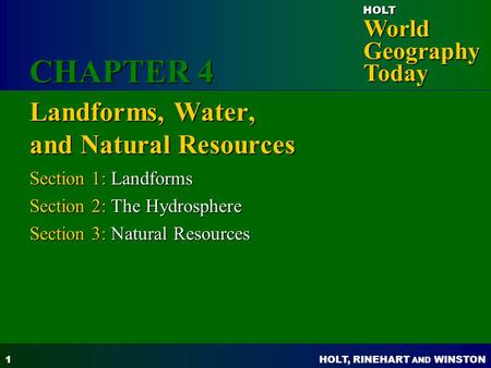 Landforms, Water, and Natural Resources